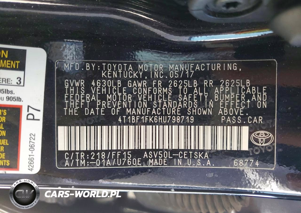 2017 Toyota Camry Se VIN:4T1BF1FK6HU798719 - 12