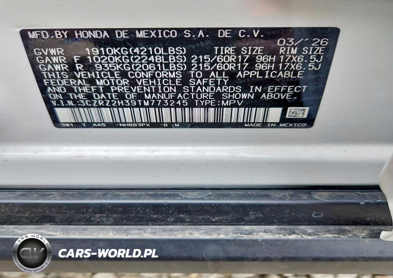 2026 Honda Hr-V Lx VIN:3CZRZ2H39TM773245 - 13