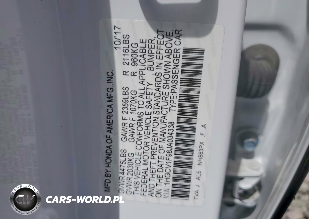2018 Honda Accord Touring VIN:1HGCV1F98JA034338 - 12