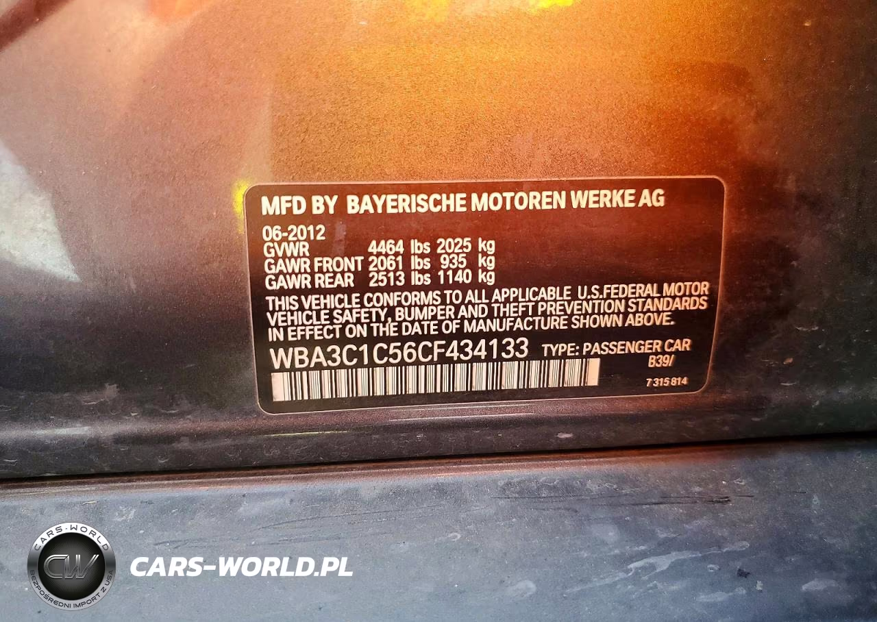 2012 BMW 328 I Sulev VIN:WBA3C1C56CF434133 - 12