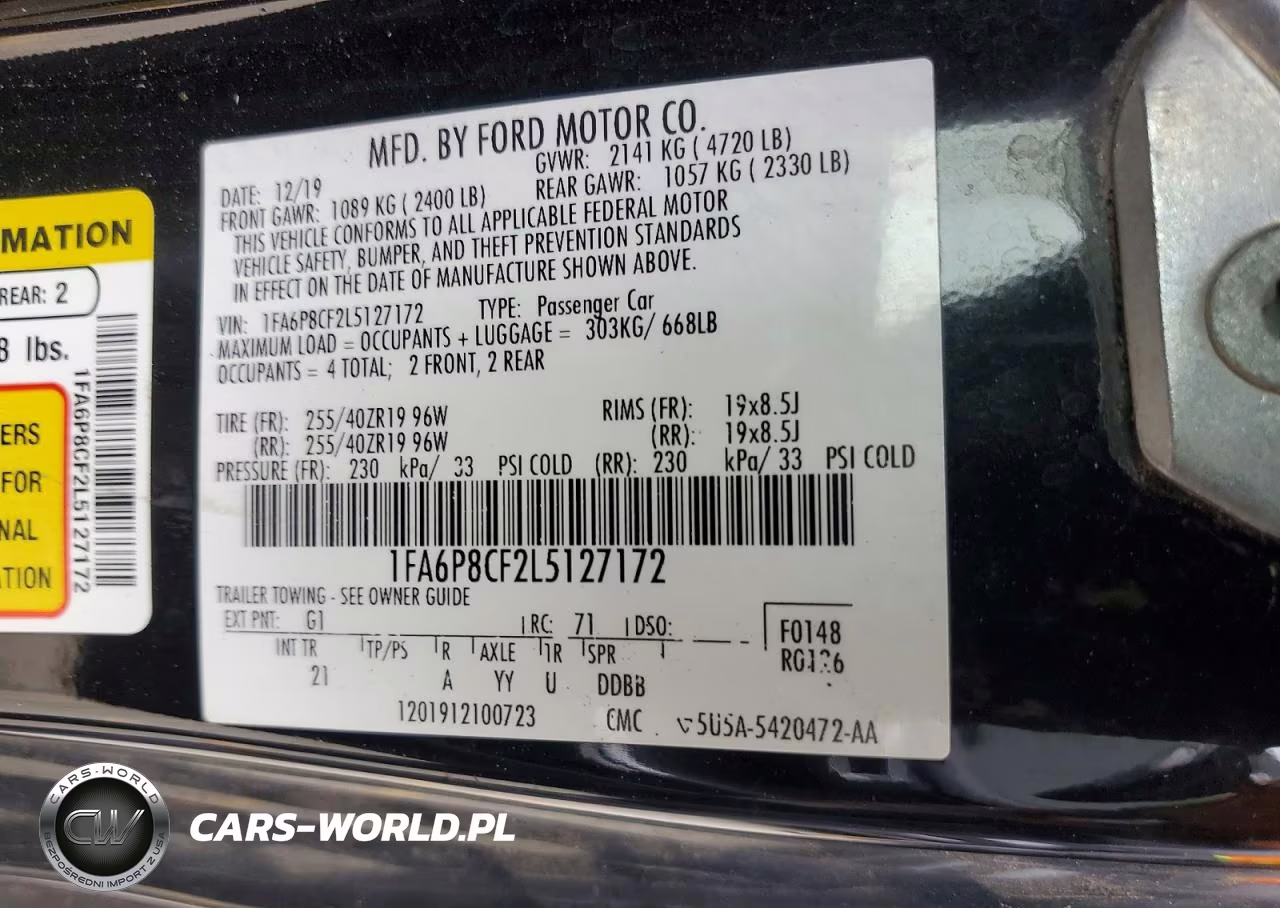 2020 Ford Mustang Gt VIN:1FA6P8CF2L5127172 - 12