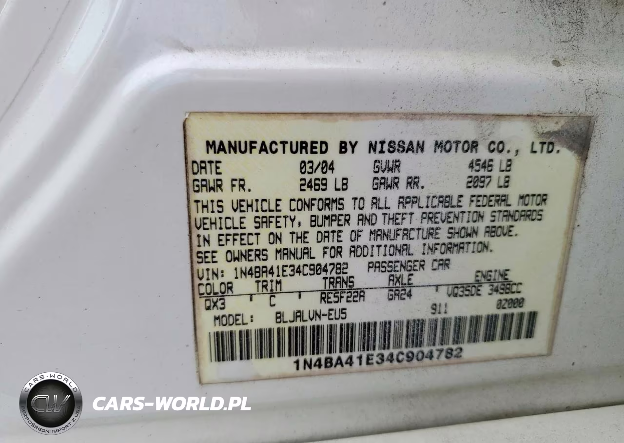 2004 Nissan Maxima 3.5 Se VIN:1N4BA41E34C904782 - 12