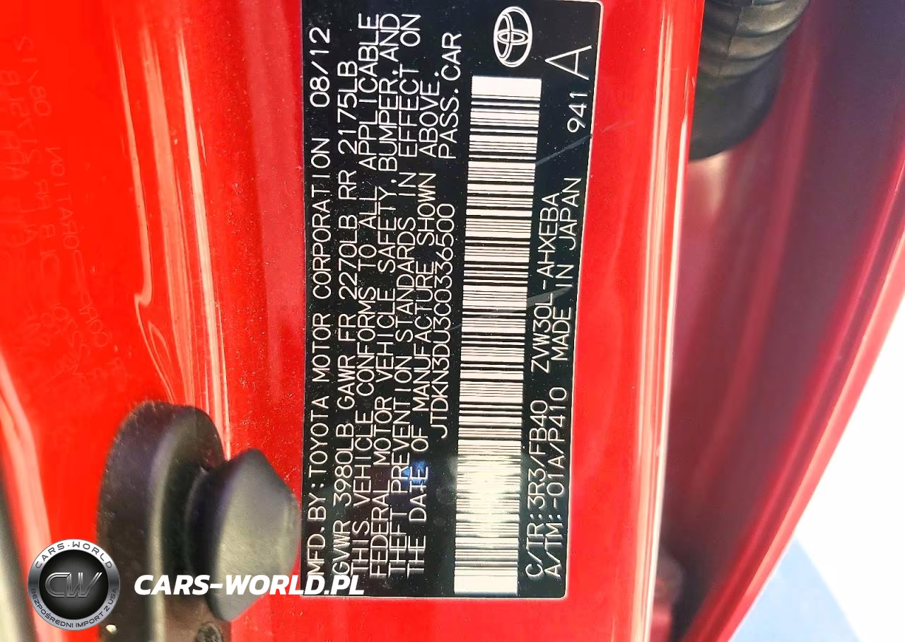 2012 Toyota Prius Two VIN:JTDKN3DU3C0336500 - 12