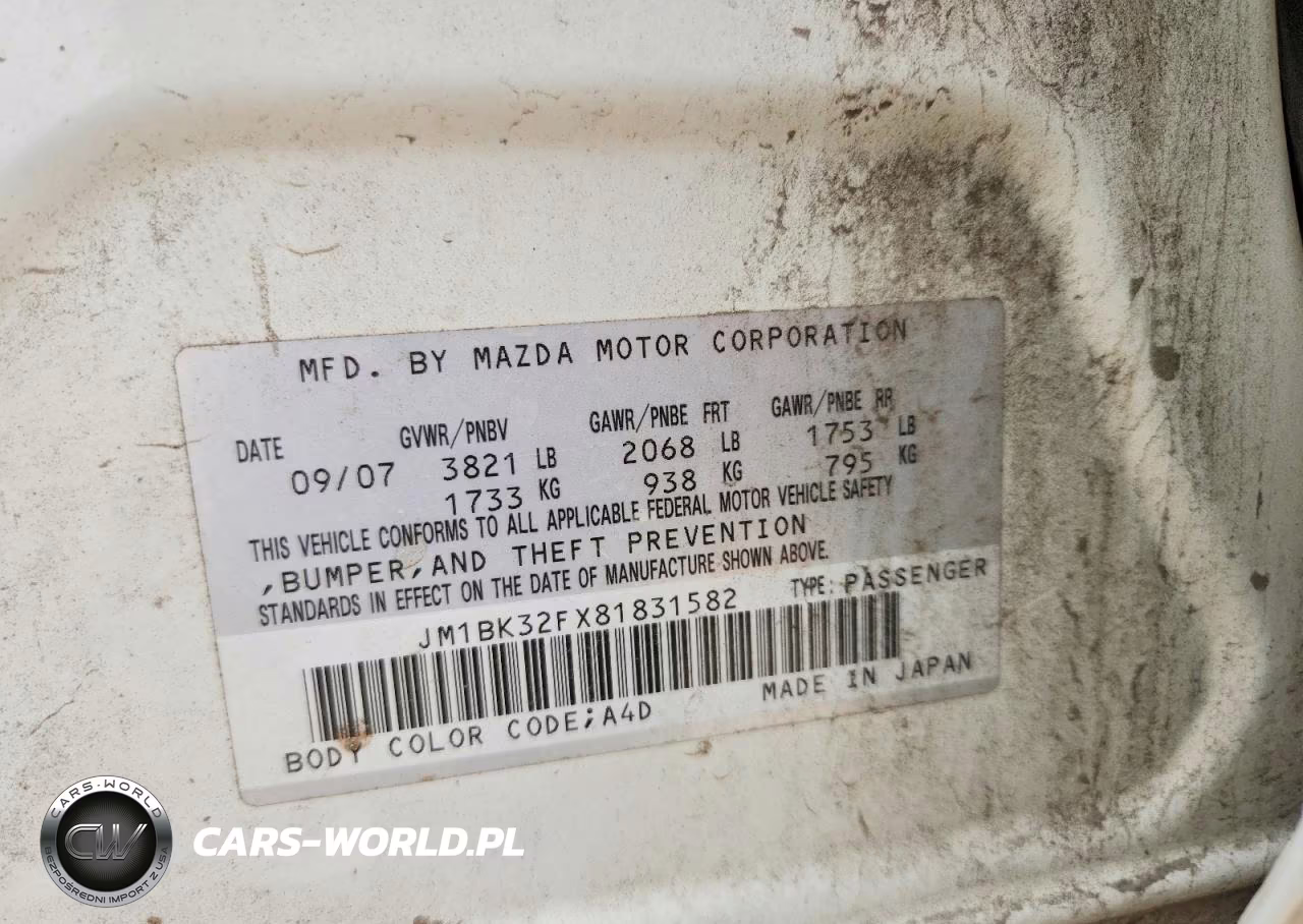 2008 Mazda 3 I VIN:JM1BK32FX81831582 - 12