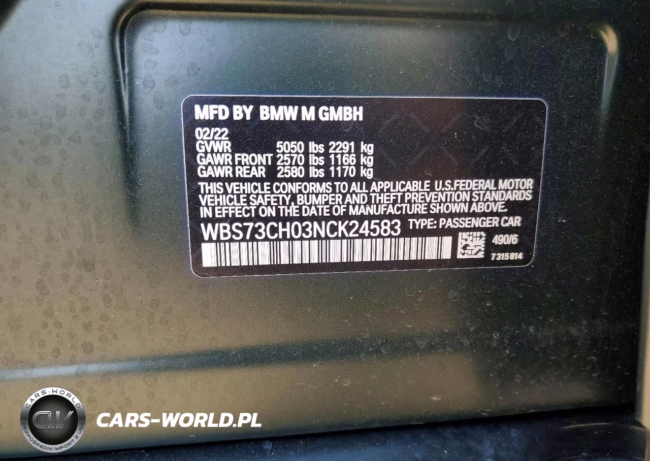 2022 BMW M5 Cs VIN:WBS73CH03NCK24583 - 12