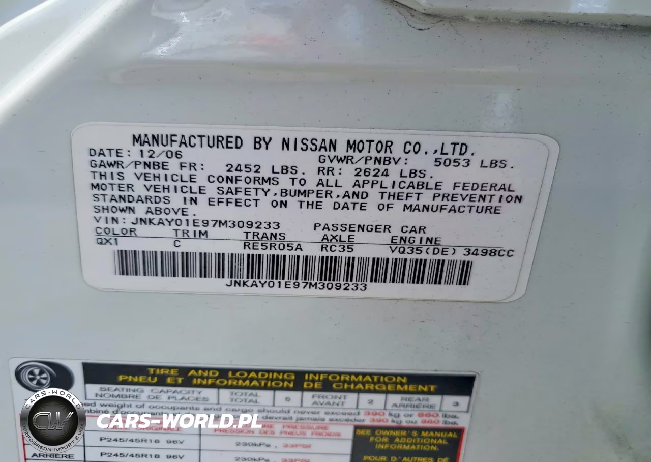 2007 Infiniti M35 Base VIN:JNKAY01E97M309233 - 12