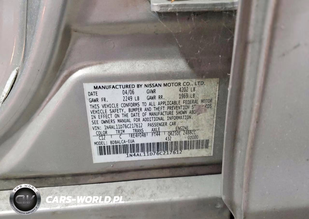 2006 Nissan Altima 2.5 VIN:1N4AL11D76C217612 - 13