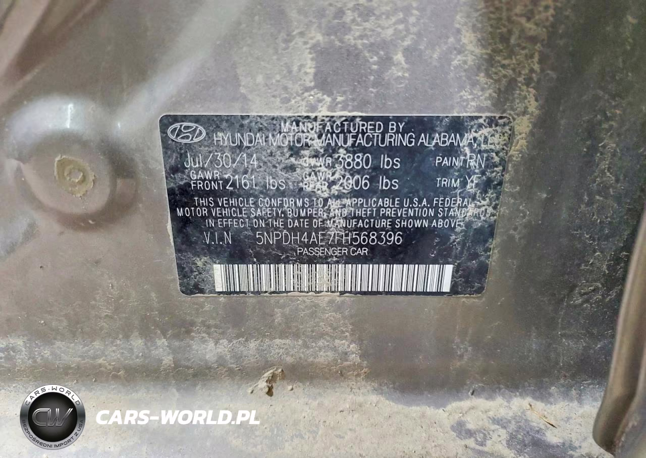 2015 Hyundai Elantra Sel VIN:5NPDH4AE7FH568396 - 12