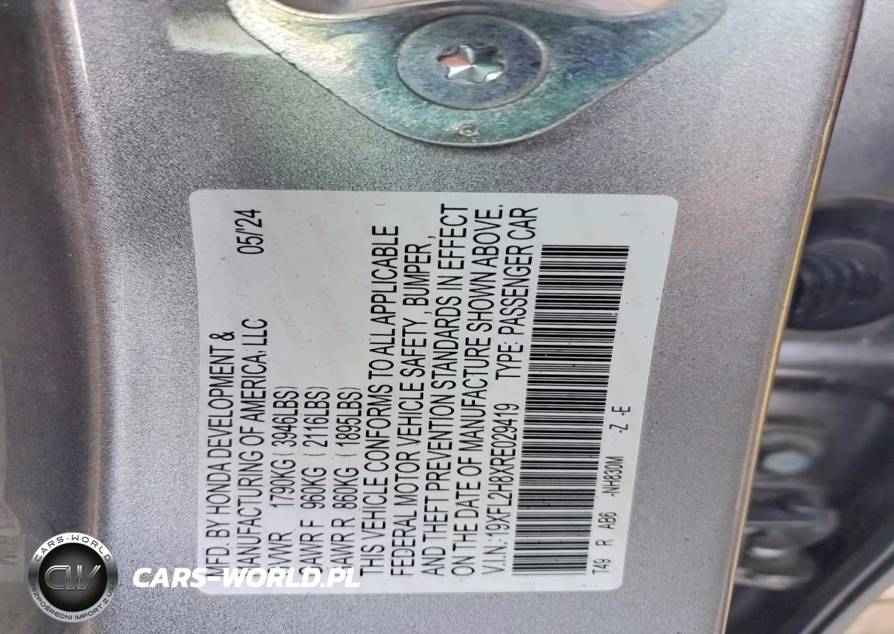 2024 Honda Civic Sport VIN:19XFL2H8XRE029419 - 12
