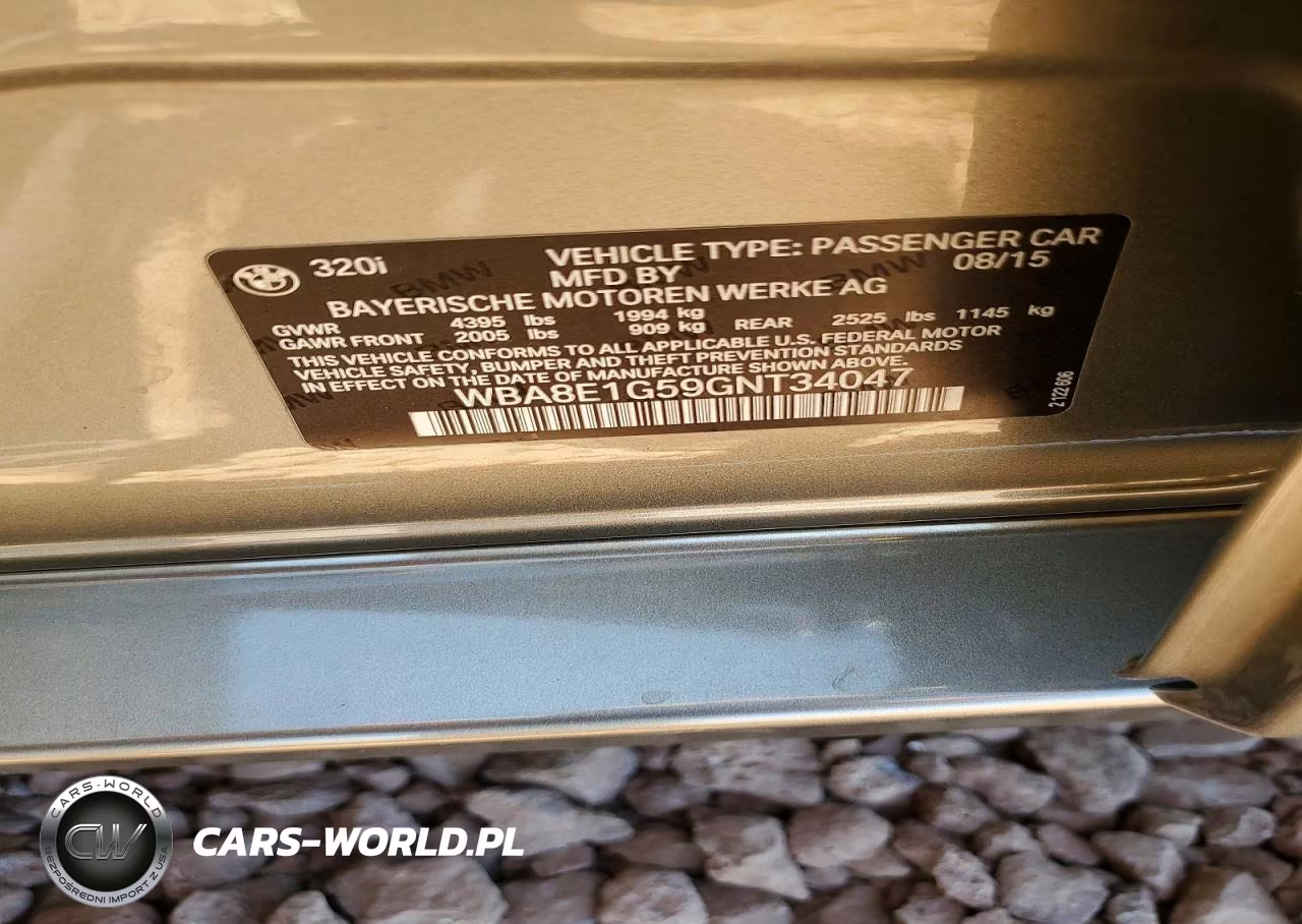 2016 BMW 320 I VIN:WBA8E1G59GNT34047 - 12