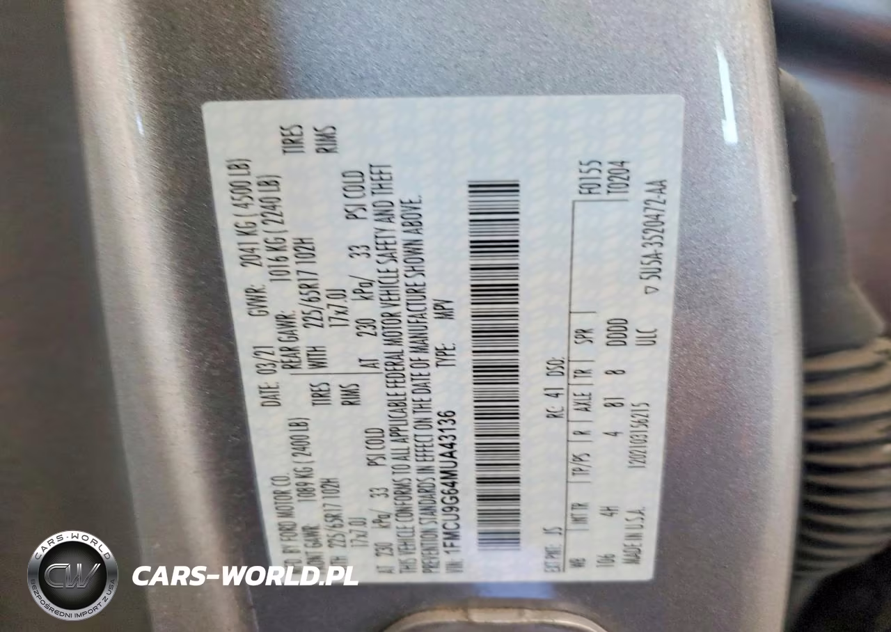 2021 Ford Escape Se VIN:1FMCU9G64MUA43136 - 13