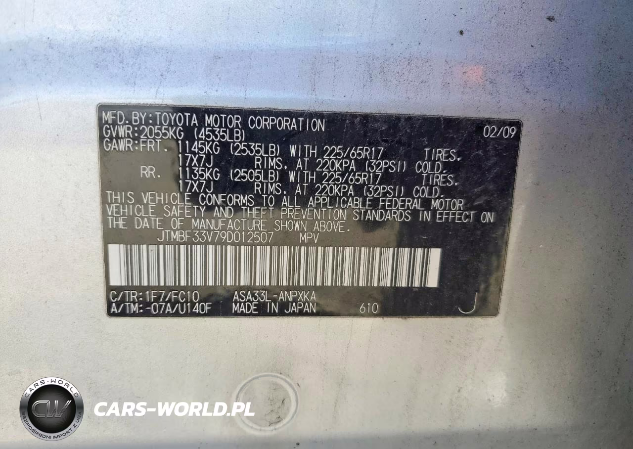 2009 Toyota Rav4 VIN:JTMBF33V79D012507 - 12