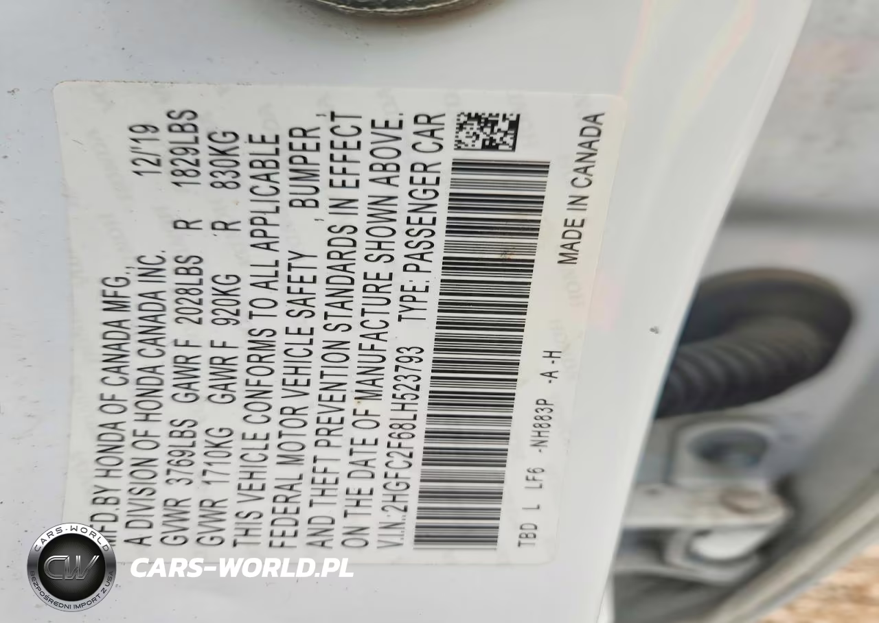2020 Honda Civic Lx VIN:2HGFC2F68LH523793 - 12