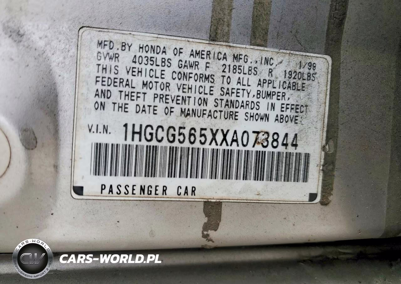 1999 Honda Accord Ex VIN:1HGCG565XXA073844 - 12