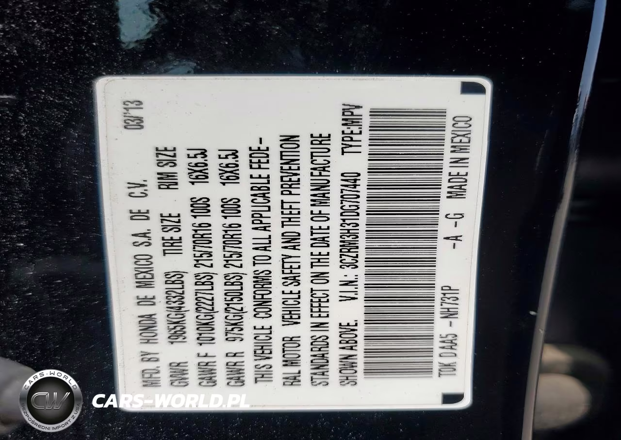 2013 Honda Cr-V Lx VIN:3CZRM3H31DG707440 - 13