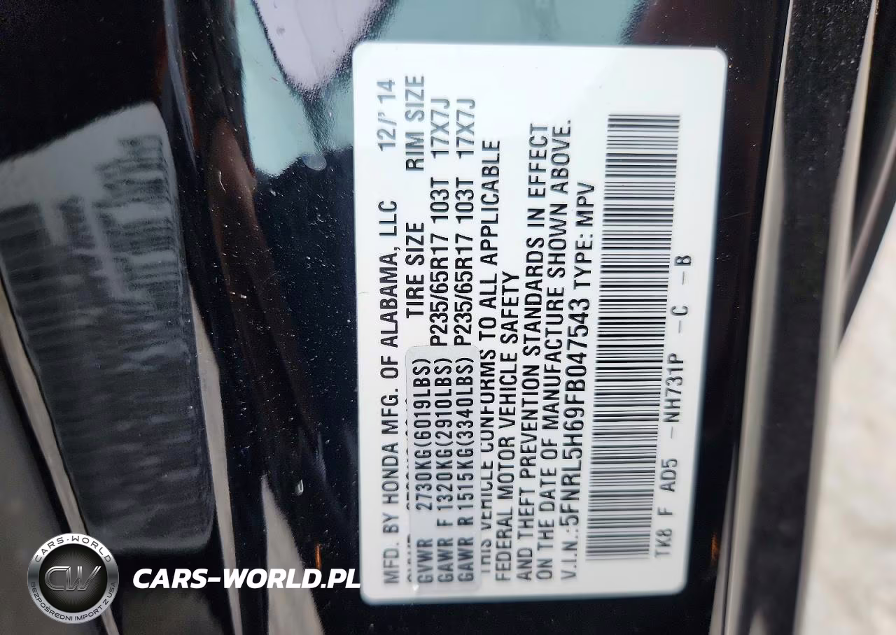 2015 Honda Odyssey Exl VIN:5FNRL5H69FB047543 - 13