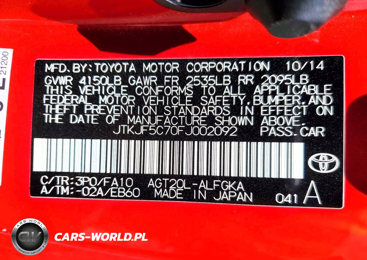 2015 Scion Tc Base VIN:JTKJF5C70FJ002092 - 12
