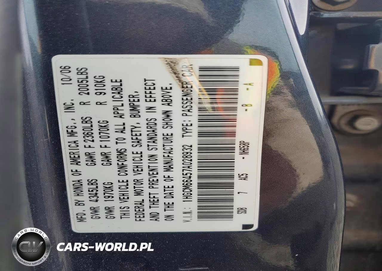 2007 Honda Accord Se VIN:1HGCM66457A028932 - 12