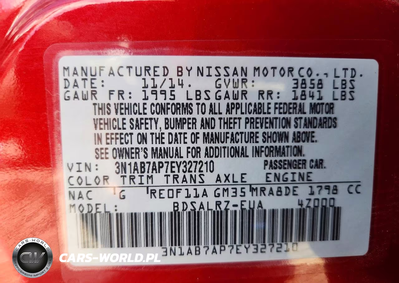 2014 Nissan Sentra Sr VIN:3N1AB7AP7EY327210 - 12