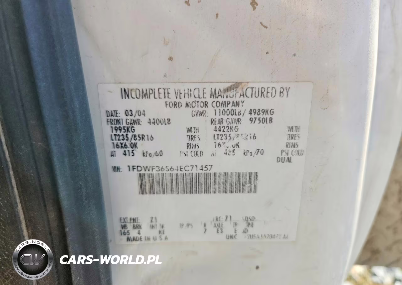 2004 Ford F350 Super Duty VIN:1FDWF36S64EC71457 - 13