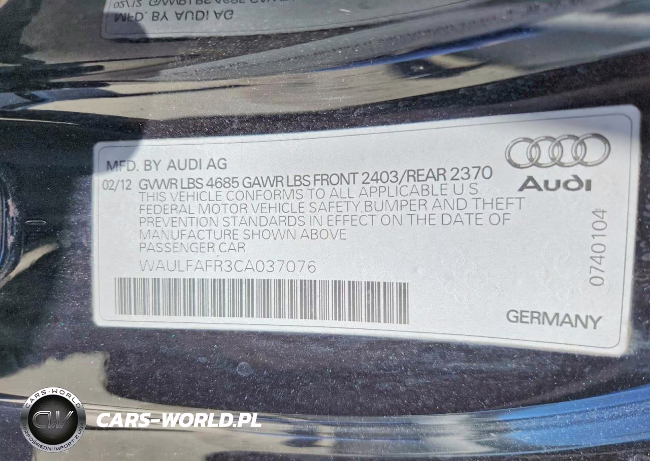 2012 Audi A5 Premium Plus VIN:WAULFAFR3CA037076 - 12