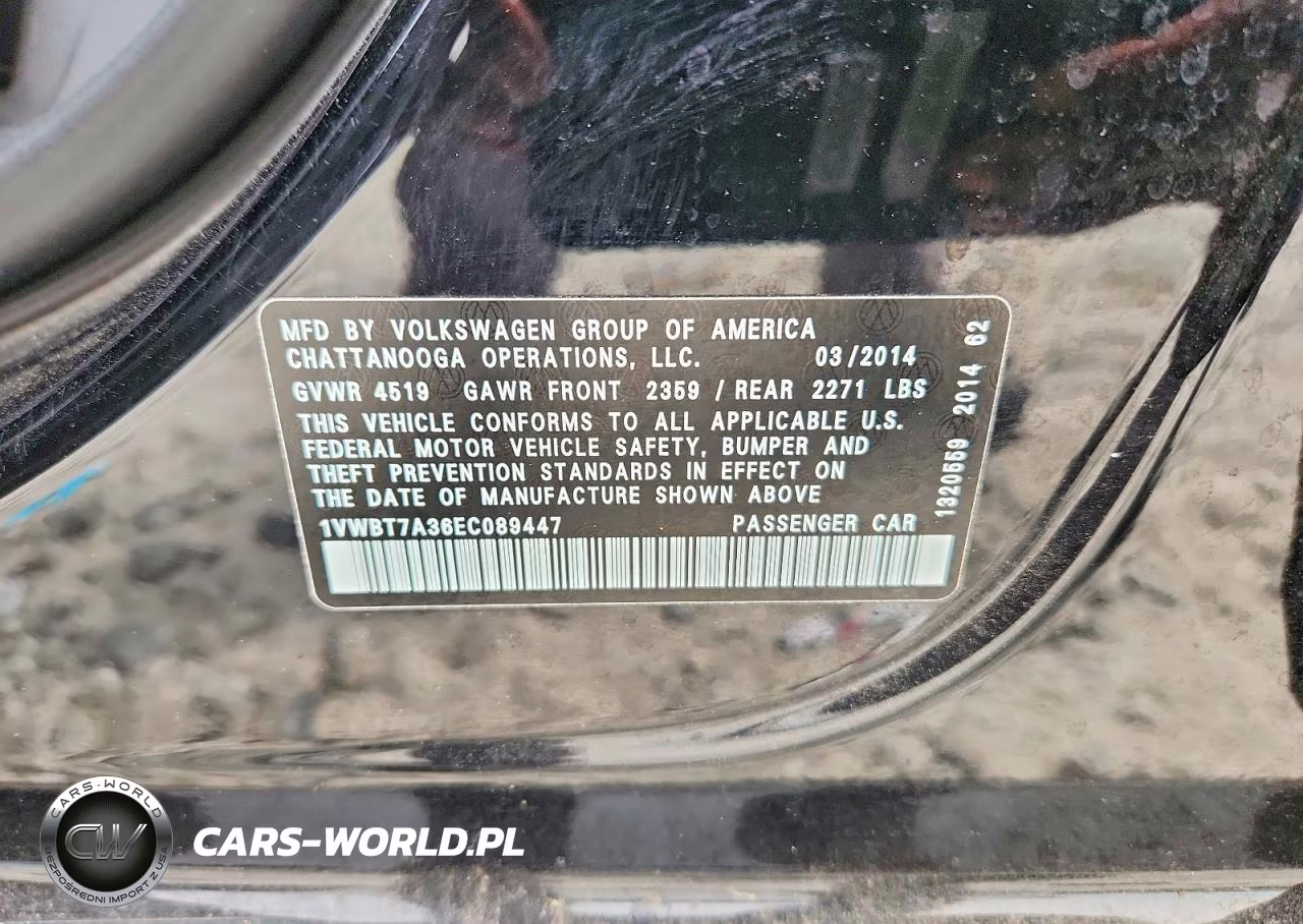 2014 Volkswagen Passat Se VIN:1VWBT7A36EC089447 - 12