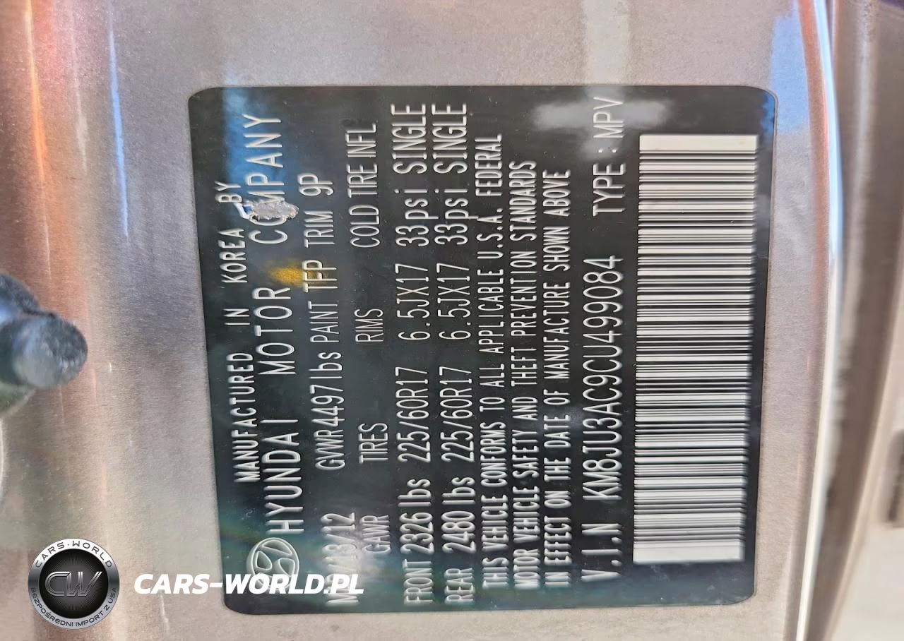 2012 Hyundai Tucson Gls VIN:KM8JU3AC9CU499084 - 14