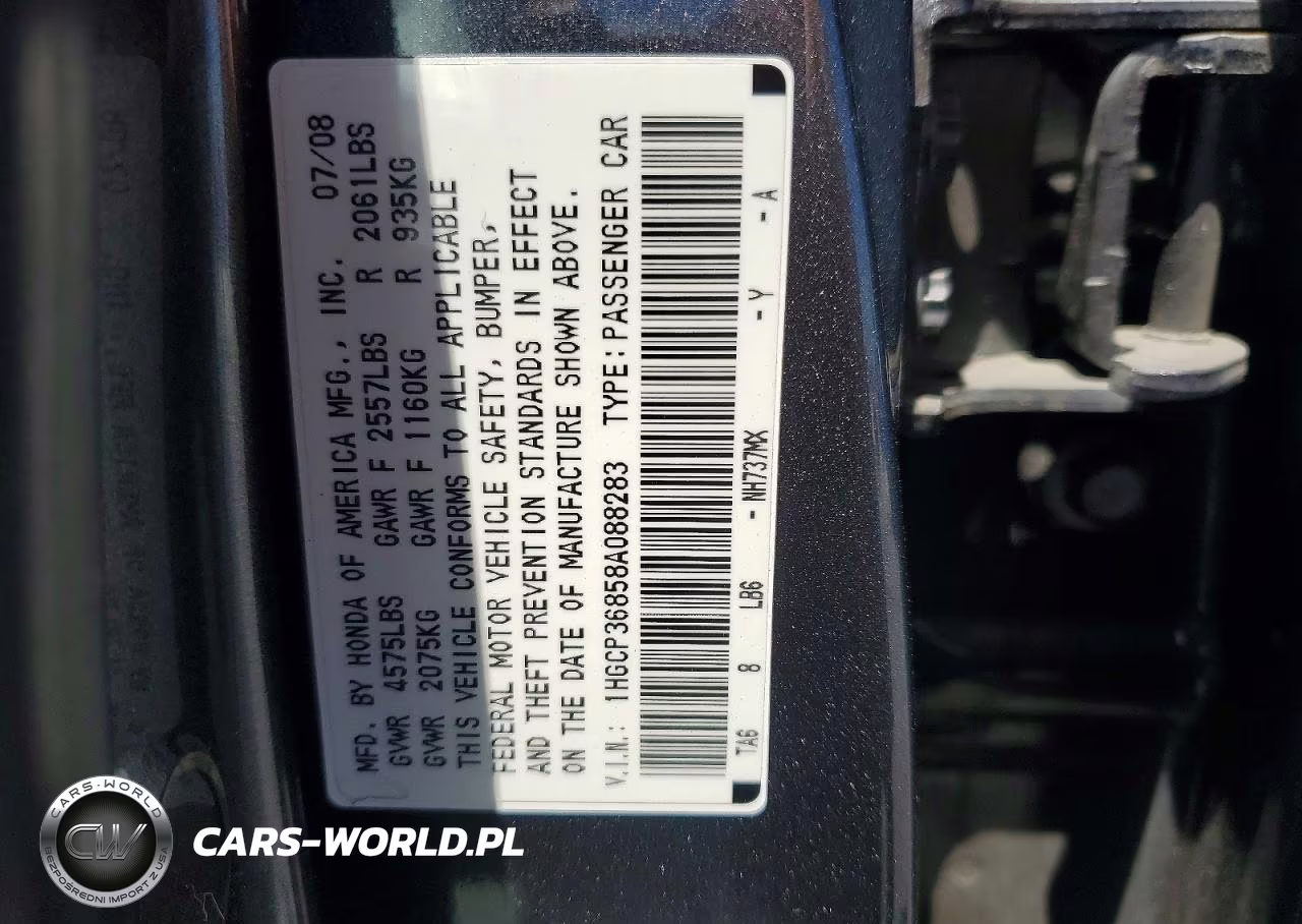 2008 Honda Accord Exl VIN:1HGCP36858A088283 - 12