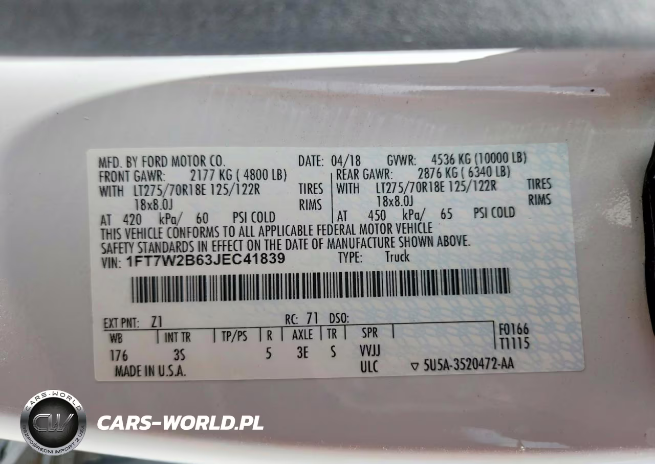2018 Ford F250 Super Duty VIN:1FT7W2B63JEC41839 - 12