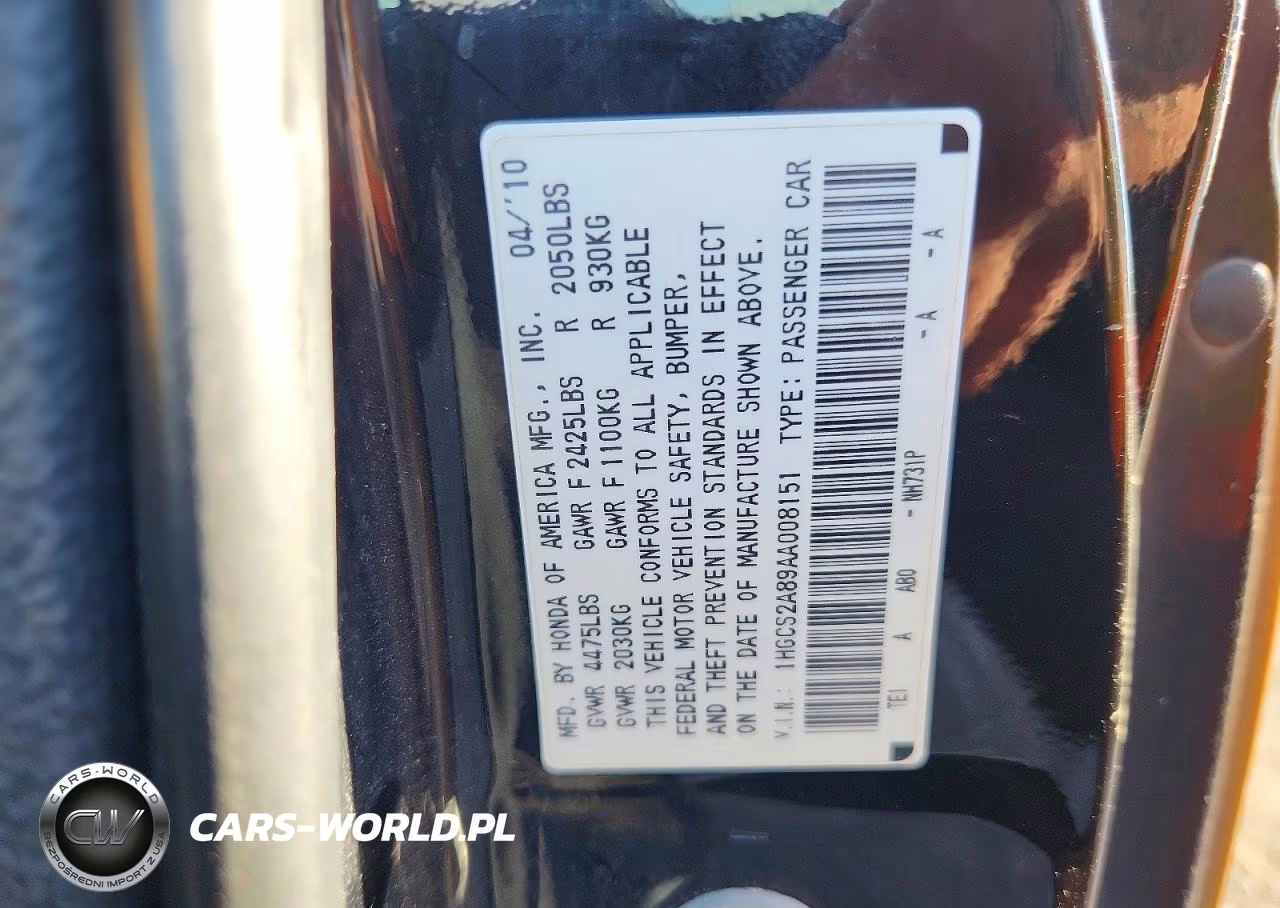2010 Honda Accord Exl VIN:1HGCS2A89AA008151 - 12