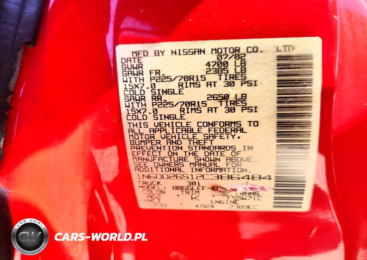 2002 Nissan Frontier King Cab Xe VIN:1N6DD26S12C386484 - 12