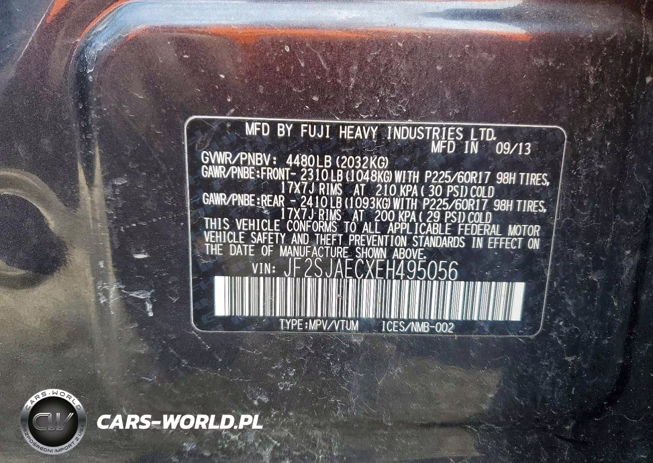 2014 Subaru Forester 2.5I Premium VIN:JF2SJAECXEH495056 - 14