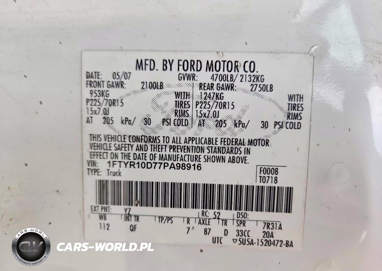 2007 Ford Ranger VIN:1FTYR10D77PA98916 - 12