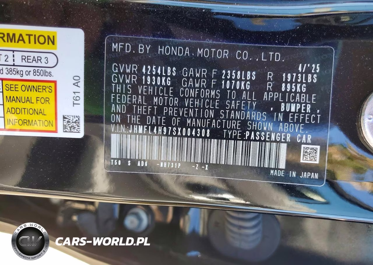 2025 Honda Civic Sport Touring VIN:JHMFL4H97SX004308 - 12