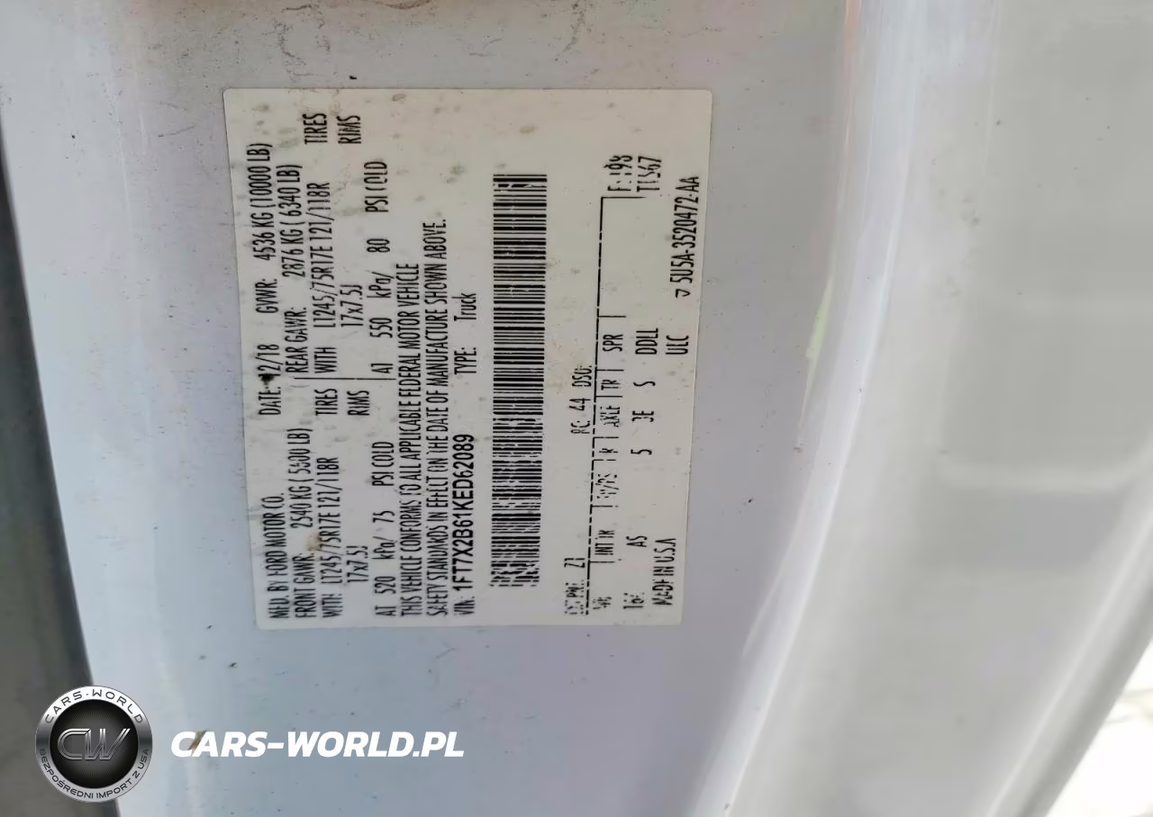 2019 Ford F250 Super Duty VIN:1FT7X2B61KED62089 - 12
