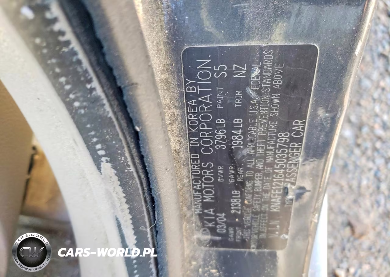 2004 Kia Spectra Lx VIN:KNAFE121645035798 - 12
