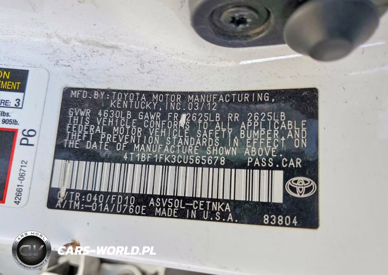 2012 Toyota Camry Le VIN:4T1BF1FK3CU565678 - 12