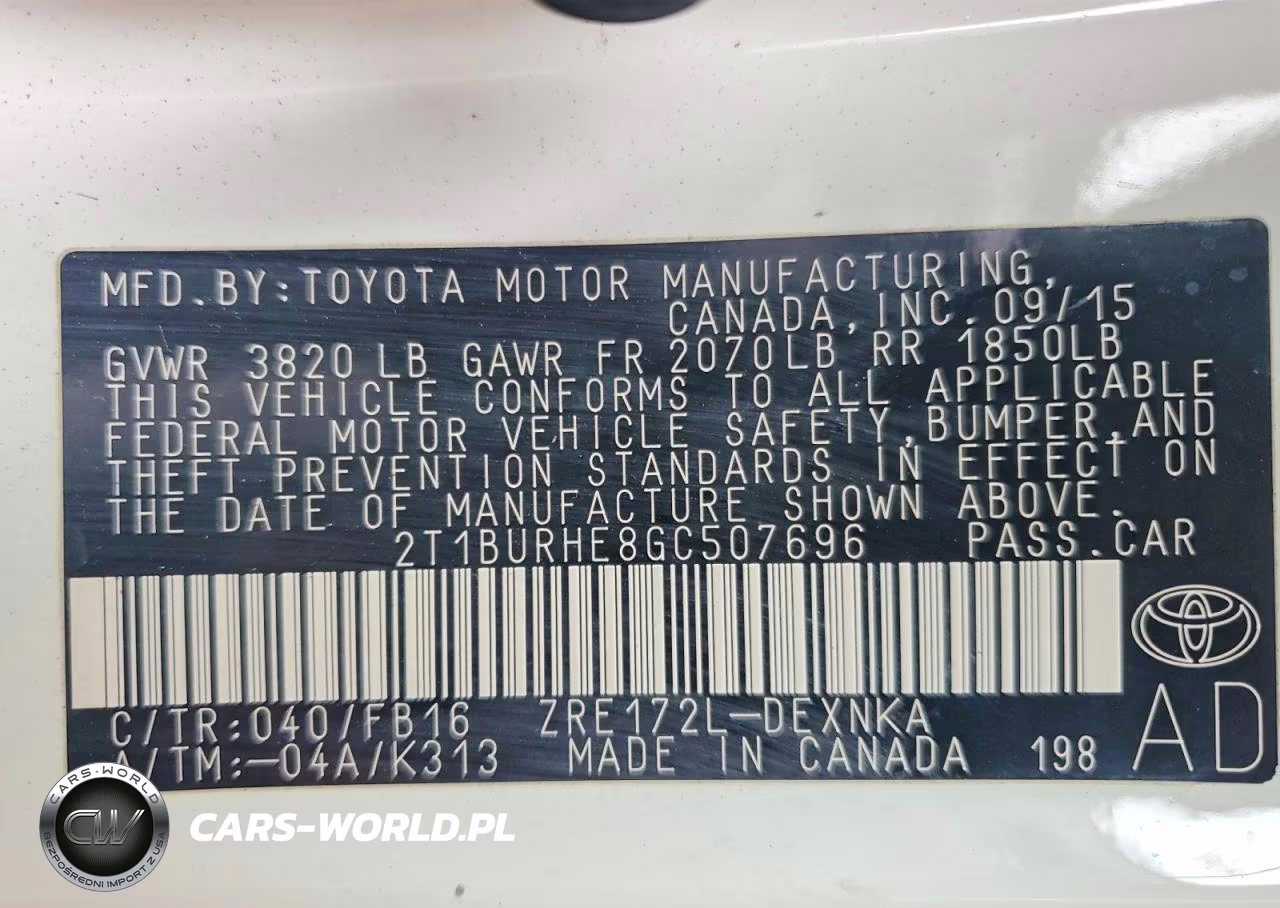 2016 Toyota Corolla Le Plus VIN:2T1BURHE8GC507696 - 13