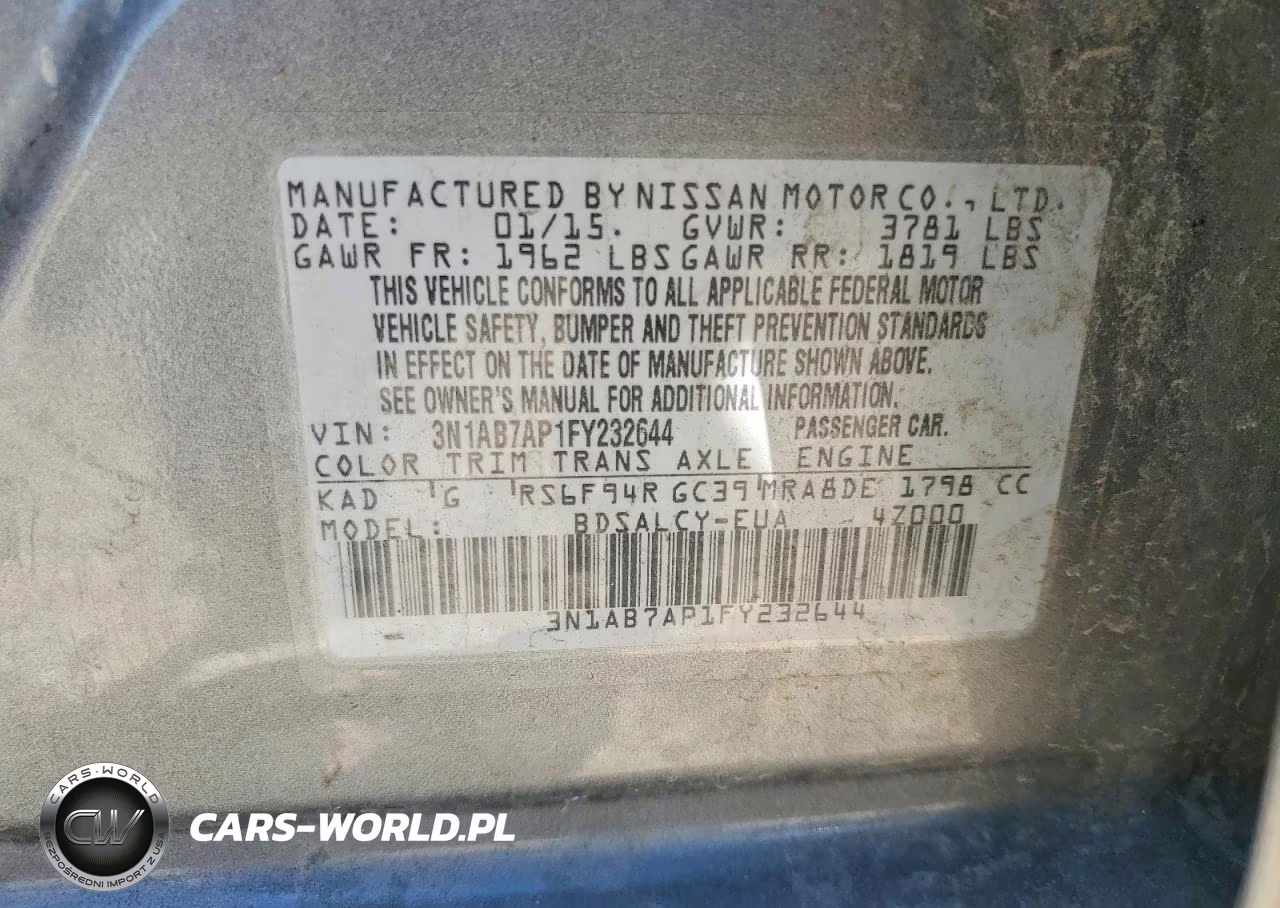 2015 Nissan Sentra S VIN:3N1AB7AP1FY232644 - 13