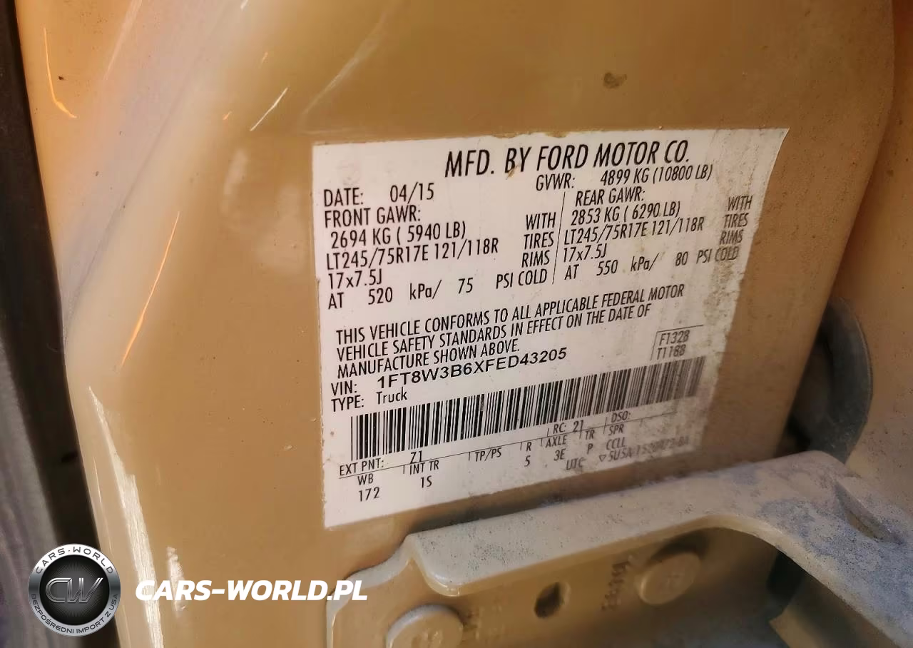 2015 Ford F350 Super Duty VIN:1FT8W3B6XFED43205 - 12
