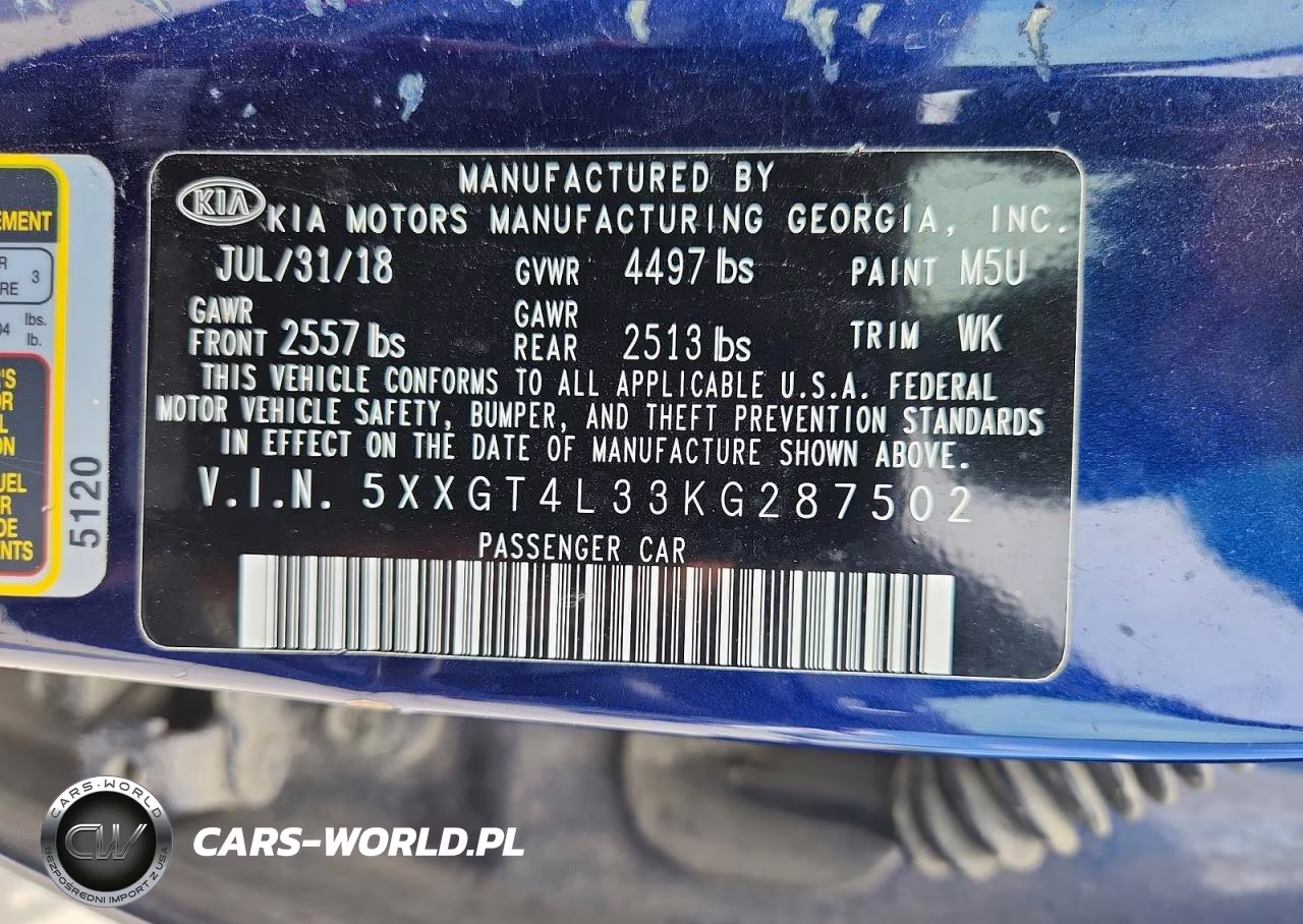 2019 Kia Optima Lx VIN:5XXGT4L33KG287502 - 12