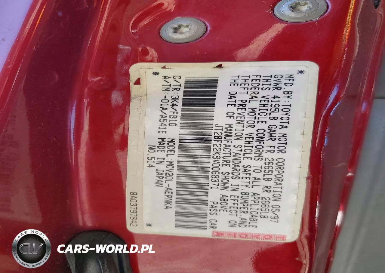 1997 Toyota Camry Le V6 VIN:JT2BF22K8V0068371 - 12