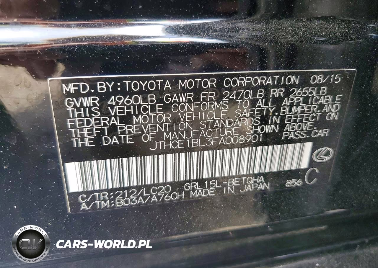 2015 Lexus Gs 350 VIN:JTHCE1BL3FA008901 - 12