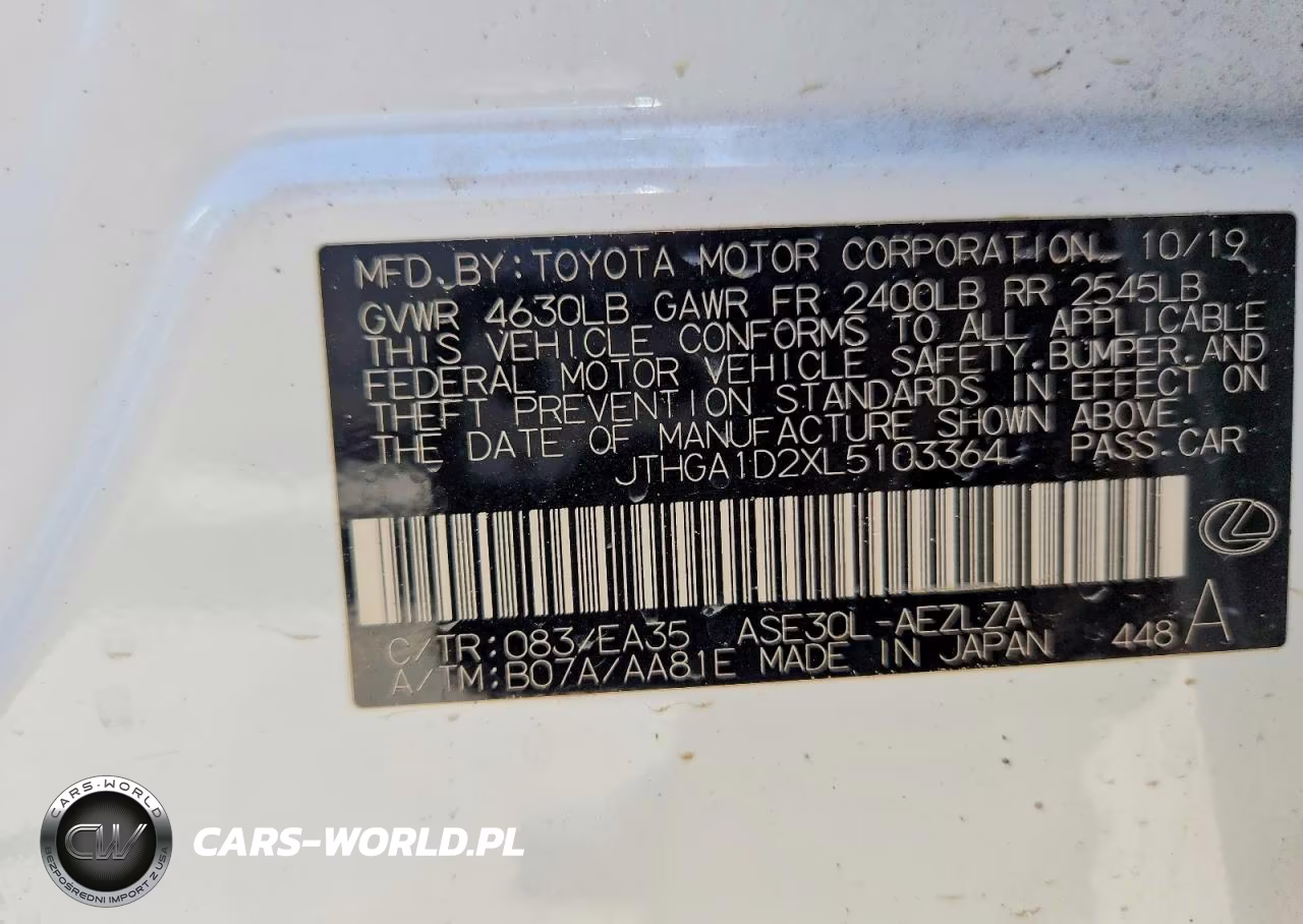 2020 Lexus Is 300 F Sport VIN:JTHGA1D2XL5103364 - 12