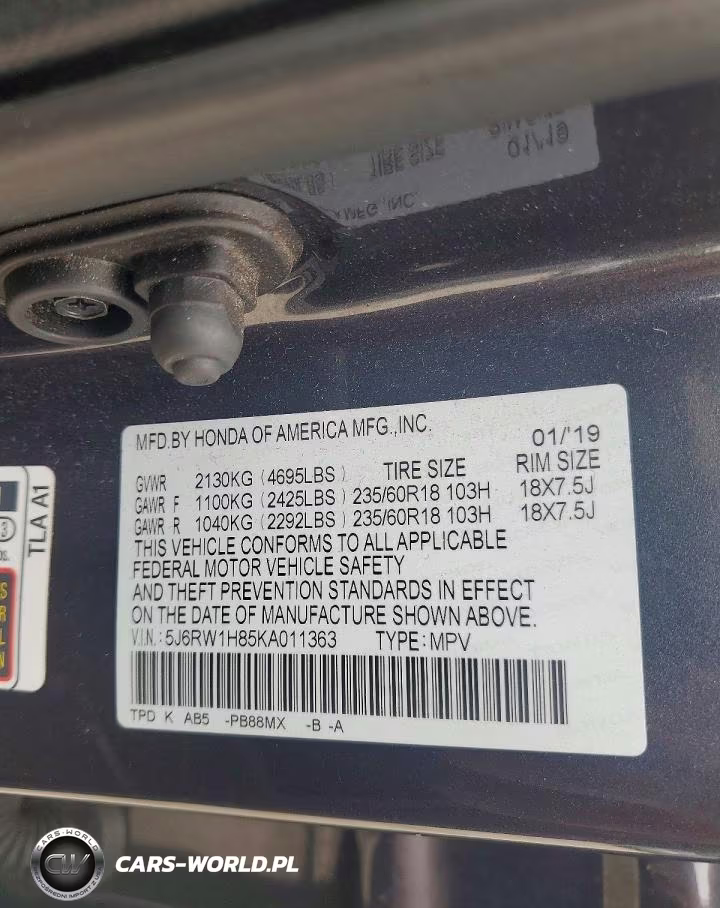 2019 Honda Cr-V Exl VIN:5J6RW1H85KA011363 - 13