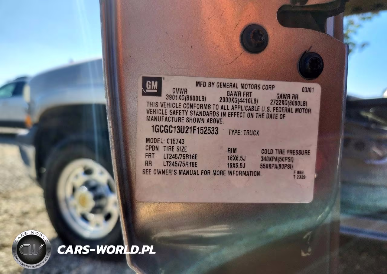 2001 Chevrolet Silverado C1500 Heavy Duty VIN:1GCGC13U21F152533 - 12