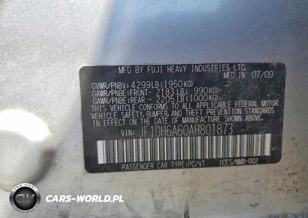 2010 Subaru Impreza 2.5I VIN:JF1GH6A60AH801873 - 13