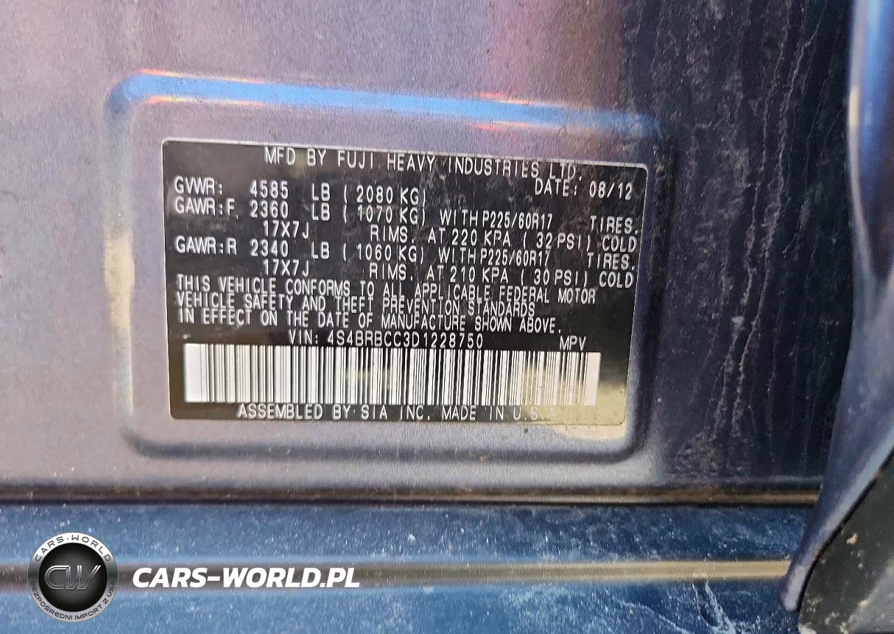 2013 Subaru Outback 2.5I Premium VIN:4S4BRBCC3D1228750 - 13