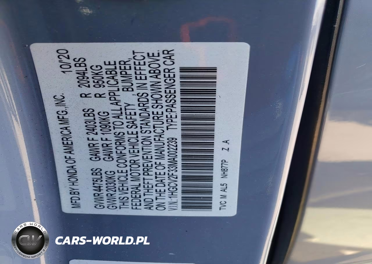 2021 Honda Accord Sport VIN:1HGCV2F33MA002239 - 13