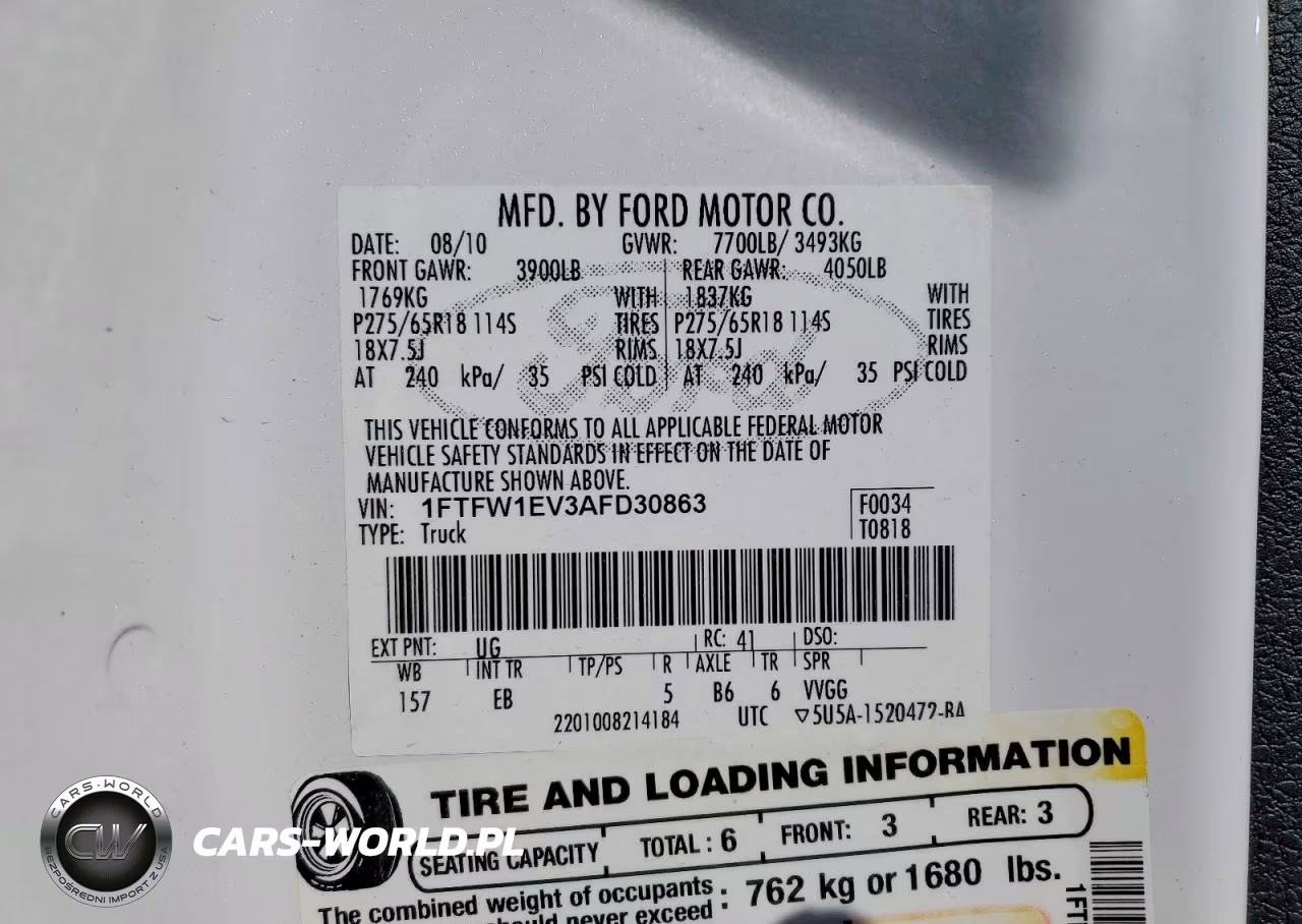 2010 Ford F150 Supercrew VIN:1FTFW1EV3AFD30863 - 12